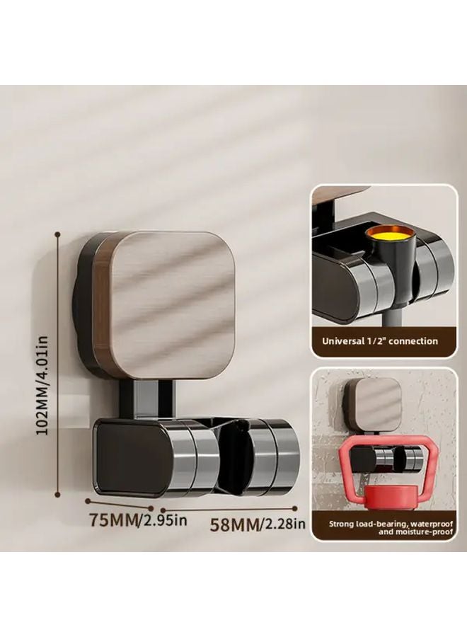 No Drill Suction Shower Head Stand Adjustable Height Angle 4 in 1 Adapter Heavy Duty Plastic Bracket 1pc - Image 3